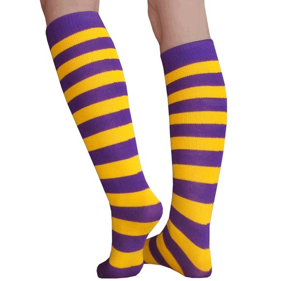 Purple/Gold Striped Socks - Picture 2 of 2